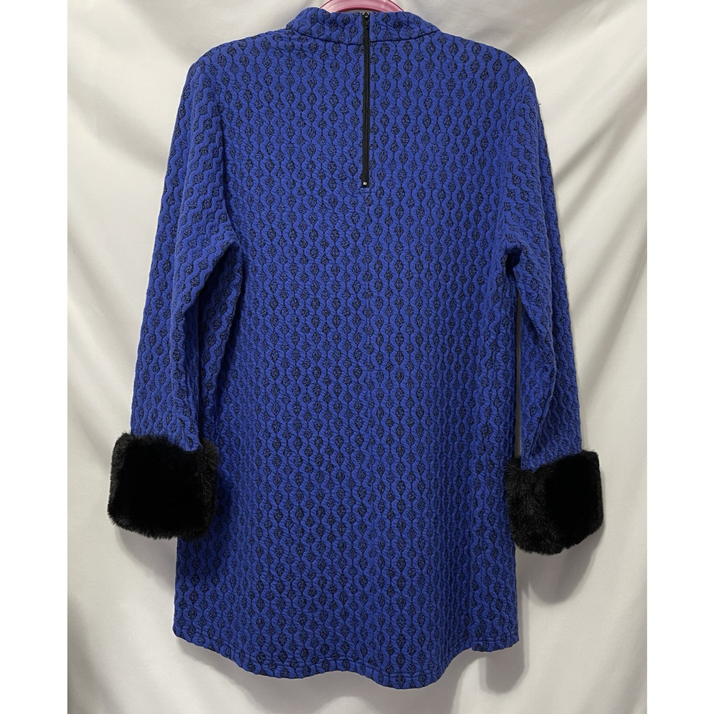 Tyler Boe Royal Blue Midi Dress with Black Fur Cuffs Beautiful
Size lg - Picture 2 of 9